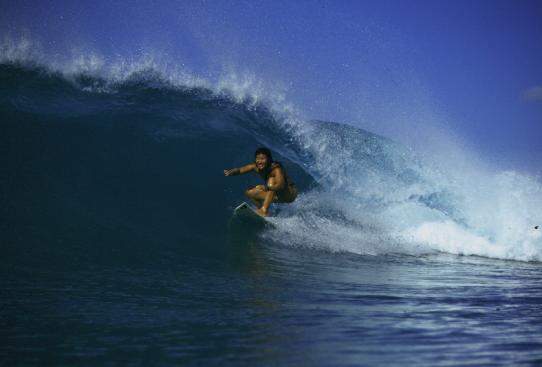 Fran surfing; medium=240 pixels wide